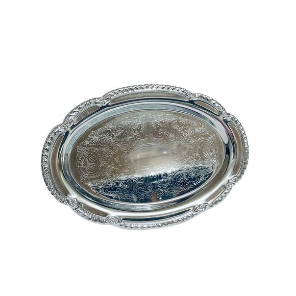 Vintage Irvanware Silver Etched Creamer Sugar Dish With Tray - Picture 3 of 8